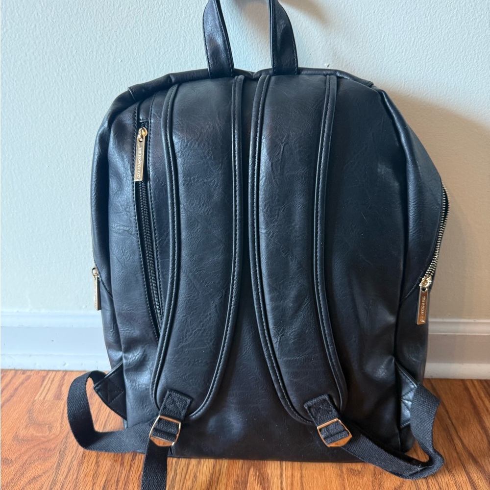 The Honest Company Black Faux Leather Backpack with Gold Hardware - Picture 7 of 11
